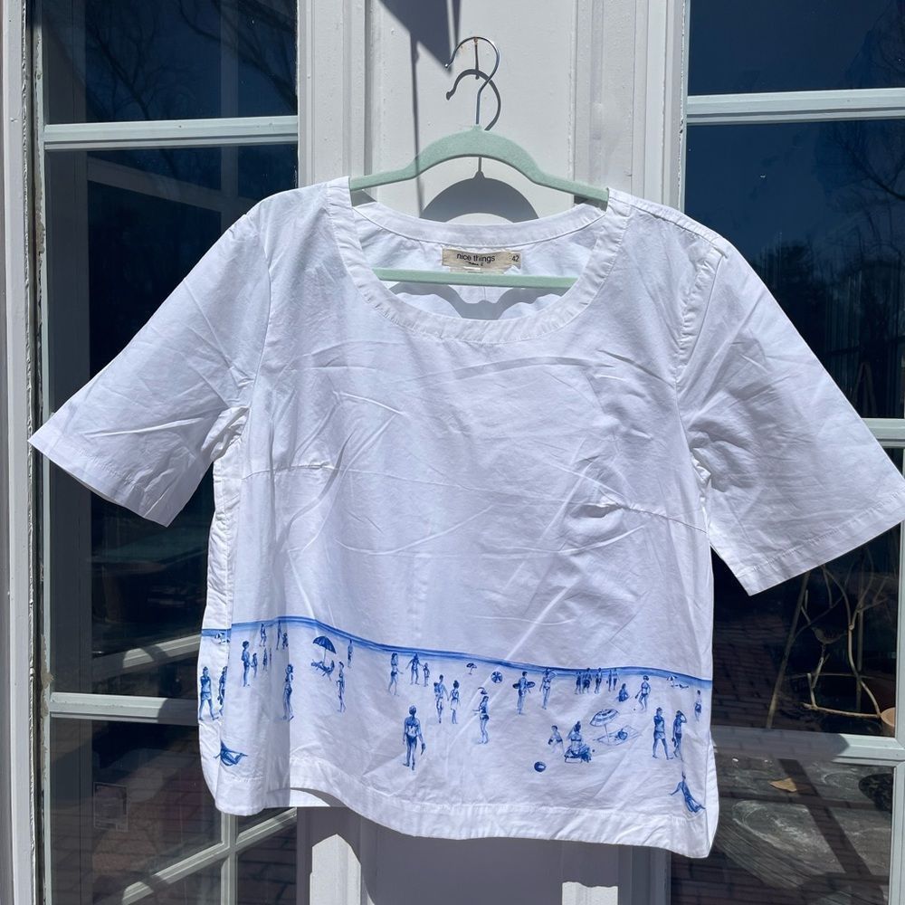 Anthropologie Nice Things Paloma S Beach Scene Top NWT RARE! - Picture 4 of 9